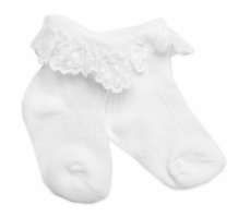 Bavlnené ponožky s čipkovým volánikom Baby Nellys, biele