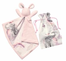 Maznáčik,  Zajačik, froté + bavlna, Slon a Dúha, ružový, značka Baby Nellys