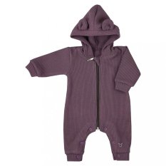 Detský eshop: Dojčenský bavlnený overal s kapucňou a uškami Koala Pure purple