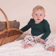 Detský eshop: Dojčenské bavlnené body s bočným zapínaním dlhý rukáv Nicol Bambi zelená