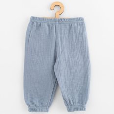Detský eshop: Dojčenské mušelínové nohavice New Baby Feeling modrá