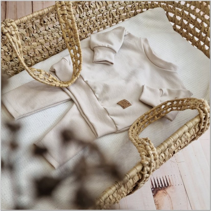 KAZUM – Detská oversize mikina + rebrované legíny (74-86) Alabaster Beige