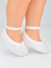 Detský eshop: Dojčenské bavlnené ponožky s čipkou, biele