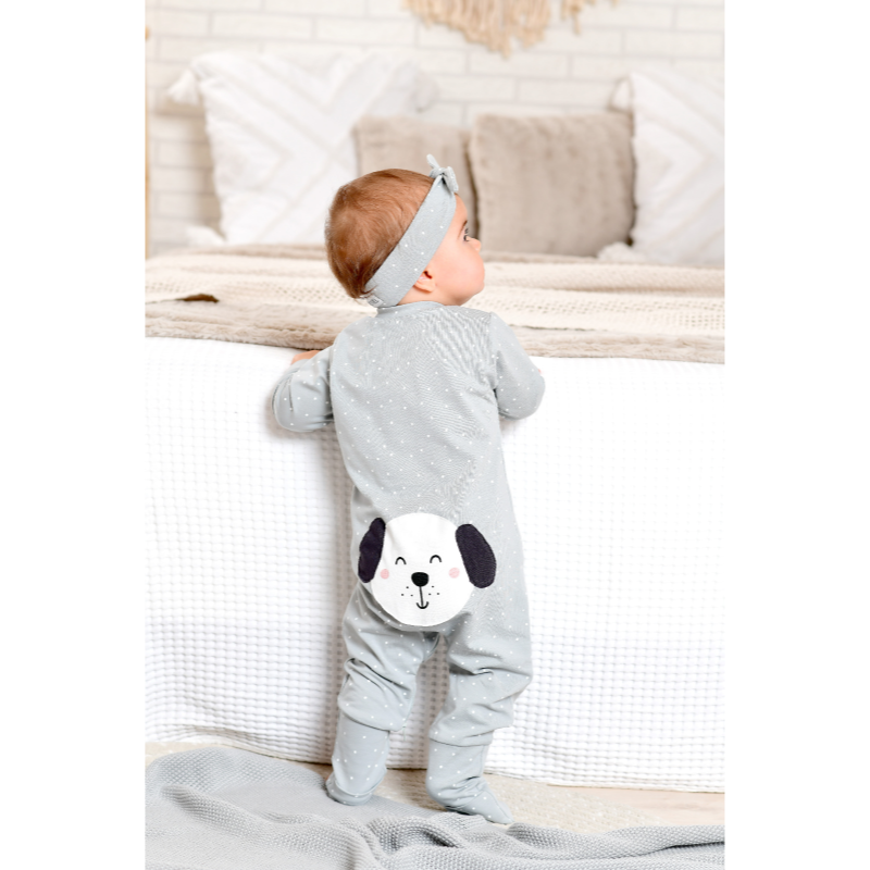 Detský rastúci overal Dog, DOTS Grey, šedá, od značky Moniel - Veľkosť: 86 (9-12m) MON
