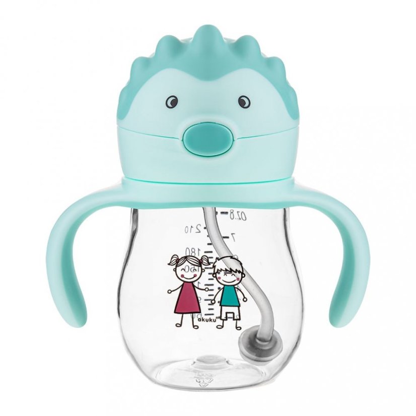 Detský eshop - Kúzelná fľaška so slamkou a závažím 250 ml mint