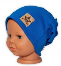 Baby Nellys Hand Made Detská funkčná čiapka s dvojitým lemom - tm. modrá