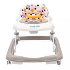 Detský eshop - Detské chodítko s volantom a silikónovými kolieskami beige Detský eshop - Detské chodítko s volantom a silikónovými kolieskami beige