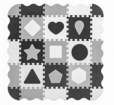 Detský eshop: Penové puzzle, podložka jolly shapes, šedá, 25 dielikov