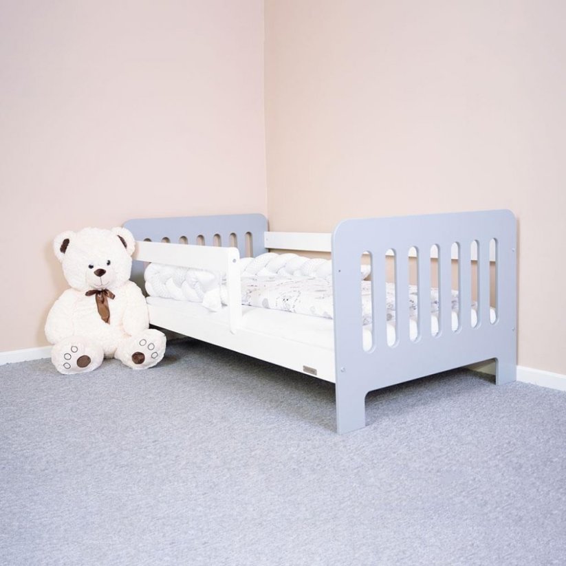 Detský eshop: Detská posteľ so zábranou New Baby ERIK 160x80 cm bielo-sivá