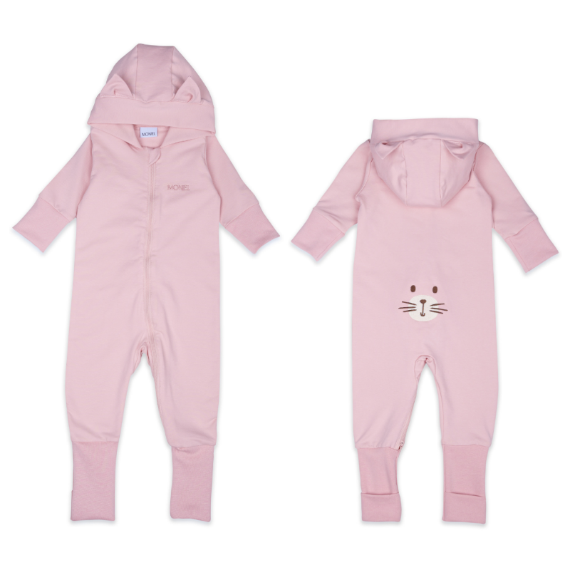 Detská rastúca tepláková súprava, Cat, BASIC Powder Pink, púdrová ružová, od značky Moniel - Veľkosť: 68 (3-6m) MON
