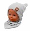 Detský eshop: Rebrovaná dvojvrstvová čiapočka s uškami + šatka teddy - sivá, značka Baby Nellys