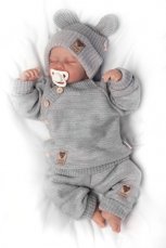 Detský pletený svetrík s gombíkmi, zap. bokom, Handmade Baby Nellys, sivý