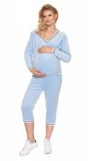 Detský eshop: Tehotenské, dojčiace velúrové pyžamo 3/4 - modré, veľ. s/m, značka Be MaaMaa