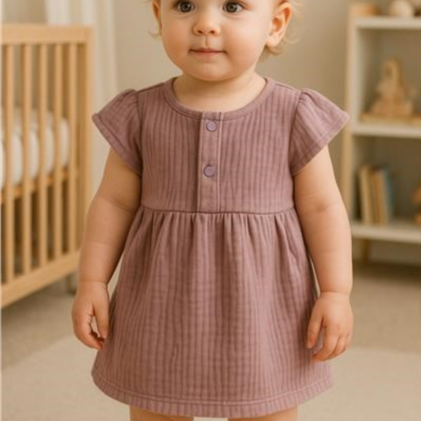Dojčenské mušelínové šaty lavender - Veľkosť: 68 (4-6m), Farba: Fialová