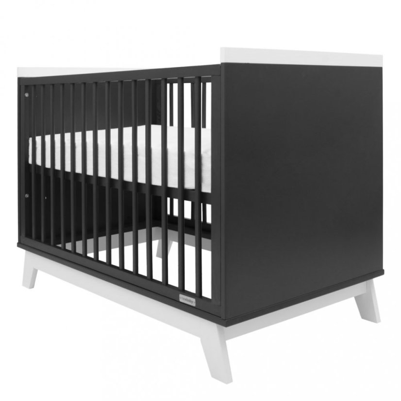 Detský eshop: Detská postieľka so zábranou New Baby MARCUS 120x60 cm grafit/biela