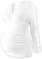 Detský eshop: Tehotenské tričko / tunika s dlhým rukávom eva - biele, značka Jožánek