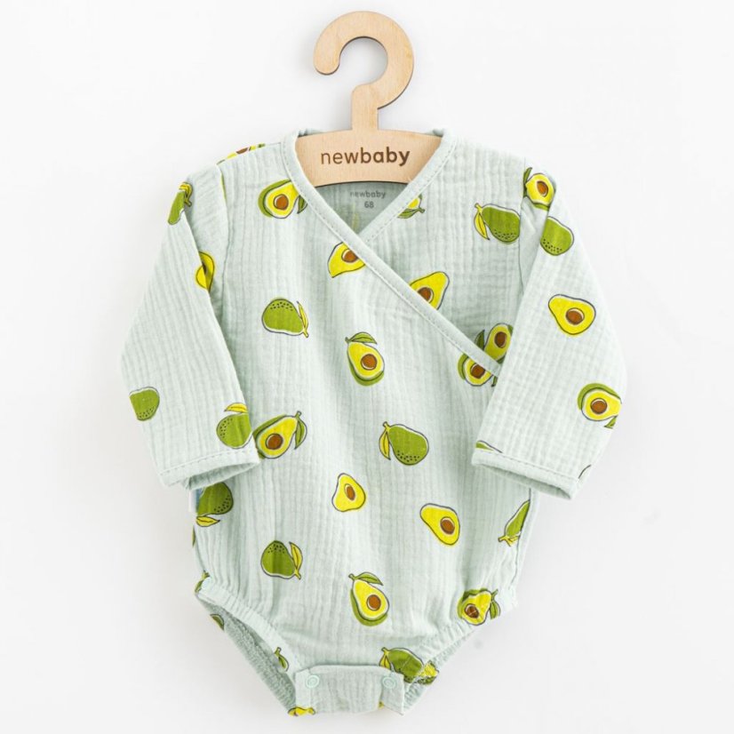 Dojčenské mušelínové body s bočným zaviazovaním AVOCADO, od značky NEW BABY - Veľkosť: 74 (6-9m)