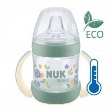 Detský eshop: Dojčenská fľaša na učenie NUK for Nature s kontrolou teploty 6-18m zelená