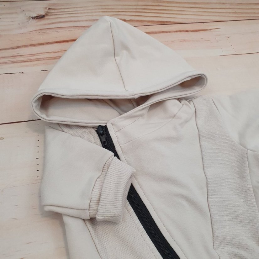 Detská dresová súprava: mikina na zips + nohavice (74-86) Alabaster Beige, od značky Kazum - Veľkosť: 80 (9-12m)