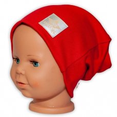 Detská funkčná čiapka s dvojitým lemom, Baby Nellys Hand Made, červená
