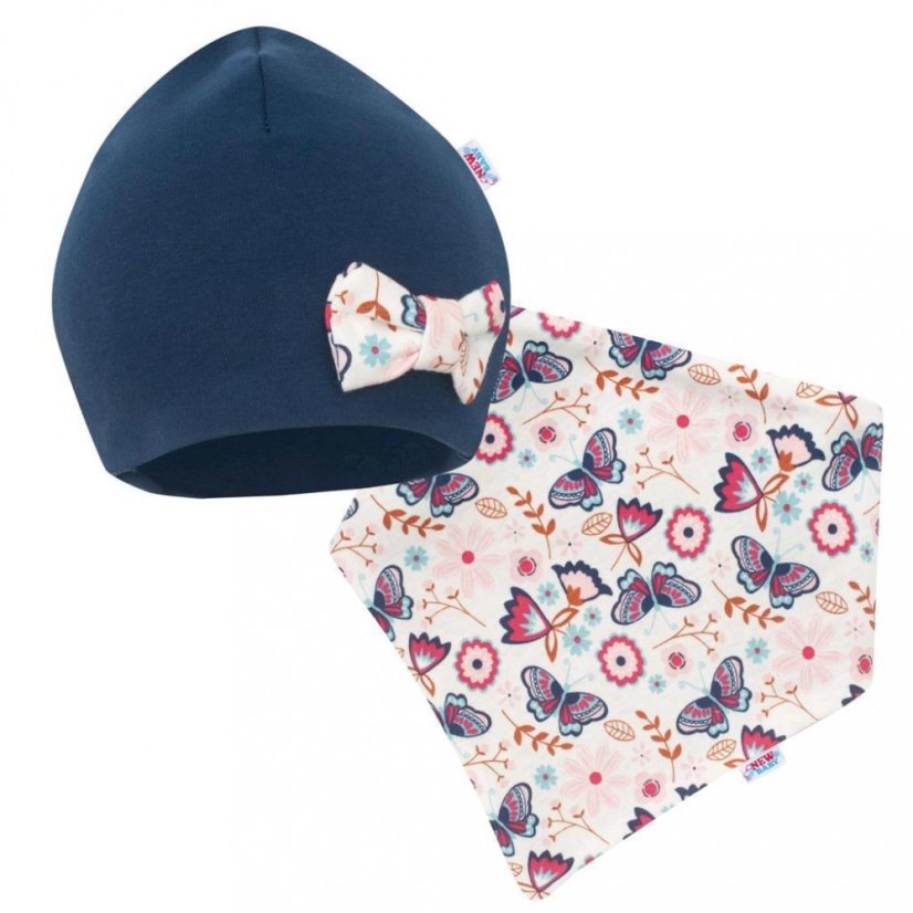 Detský eshop: Dojčenská čiapočka s šatkou na krk New Baby Missy modrá-62 (3-6m)