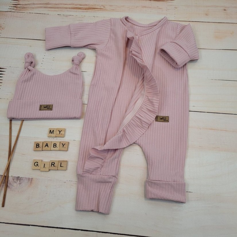 Letný bavlnený overal na zips + čiapka (74-86) Candy Pink od značky Kazum - Veľkosť: 74 (6-9m)