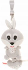 4Baby Závesná plyšová hračka s melódiou, Rabbit, sivá