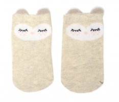 Detský eshop: Dievčenské bavlnené ponožky smajlík 3d - capuccino - 1 pár