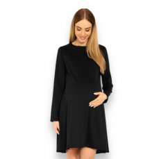 Elegantné voľné tehotenské šaty dl. rukáv, Be MaaMaa - čierne