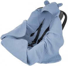 Detský eshop: Zavinovacia deka s kapucňou, mušelín 80x80 cm, jeans