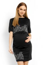 Elegantné tehotenské šaty, tunika s výšivkou, krátky rukáv