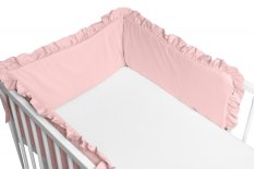 Detský eshop: Bavlnený mantinel s volánikom soft, 180 cm, baby nellys - púdrovo ružová