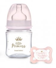 Antikoliková fľaštička 120ml + cumlík set Canpol Babies, Mini Girl - Little Princess