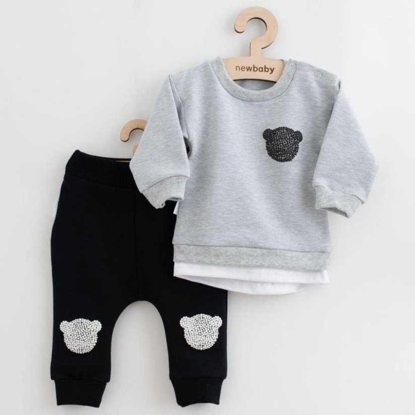Dojčenská súprava tričko a tepláčky New Baby Brave Bear ABS sivá - Veľkosť: 62 (2-3m), Farba: Sivá