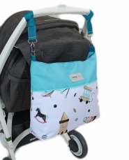 Štýlová taška na Detský kočík Baby Nellys Hand Made - hračky - tyrkysová