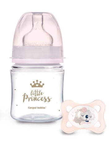 Detský eshop: Antikoliková fľaštička 120ml + cumlík set canpol babies, mini girl - little princess