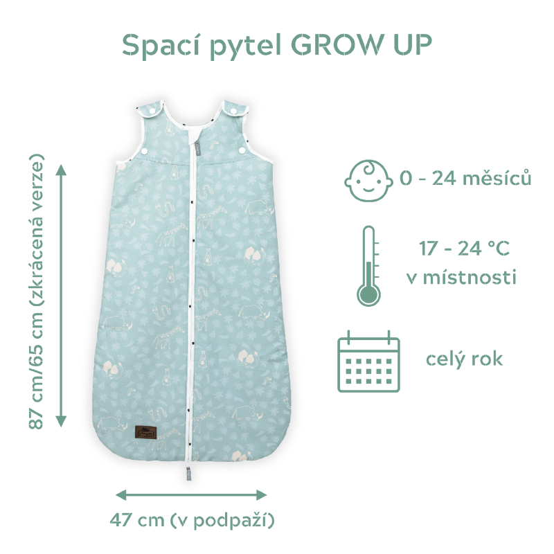 Spací vak Grow Up VINTAGE ANIMALS SKY BLUE od značky Sleepee