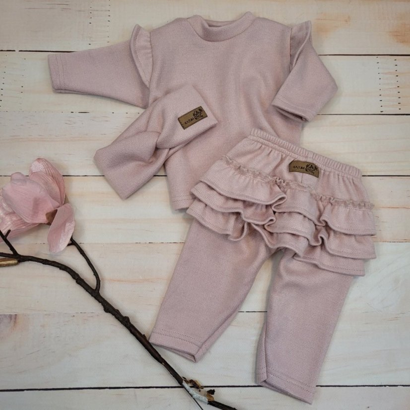 3-dielny oversize komplet: mikina + legíny so sukničkou + čelenka (74-86) Pink Glow, od značky Z&Z - Veľkosť: 80 (9-12m)