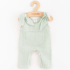 Detský eshop: Dojčenské mušelínové zahradníčky New Baby Comfort clothes šalviová