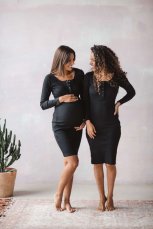 Tehotenské a dojčiace šaty rebrované Tummy milk & love čierna