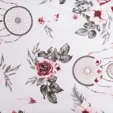 Detský eshop - 2-dielne posteľné obliečky 90/120 cm biele kvety a pierka