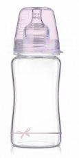 Sklenená fľaštička 250 ml Diamond Glass - mašlička - ružová, značka Lovi