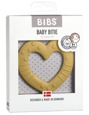 Detský eshop: Baby bitie heart mustard - silikónové detské hryzátko srdiečko - horčicové, značka BIBS