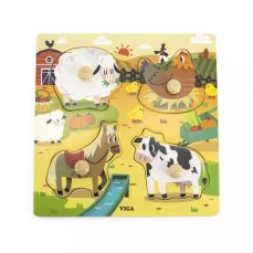 Detský eshop: Detské drevené puzzle s úchytmi Viga Farma 4 ks