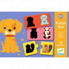 Puzzle duo: Tiene - 12ks; logické priraďovanie silueta - zviera