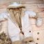 Zimná prešívaná detská kombinéza s kožúškom a kapucňou + rukavičky + topánočky, z&z - biela