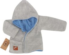 Z & z pletený, obojstranný svetrík s kapucňou, modro-sivý