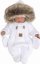 Z&Z Zimná Detská kombinéza s dvojitým zipsom, kapucňou a kožušinou + rukavičky, Angel - biela