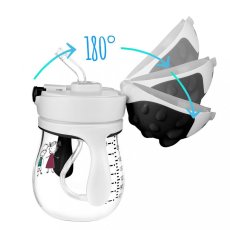 Detský eshop - Kúzelná fľaška so slamkou a závažím 250 ml grey