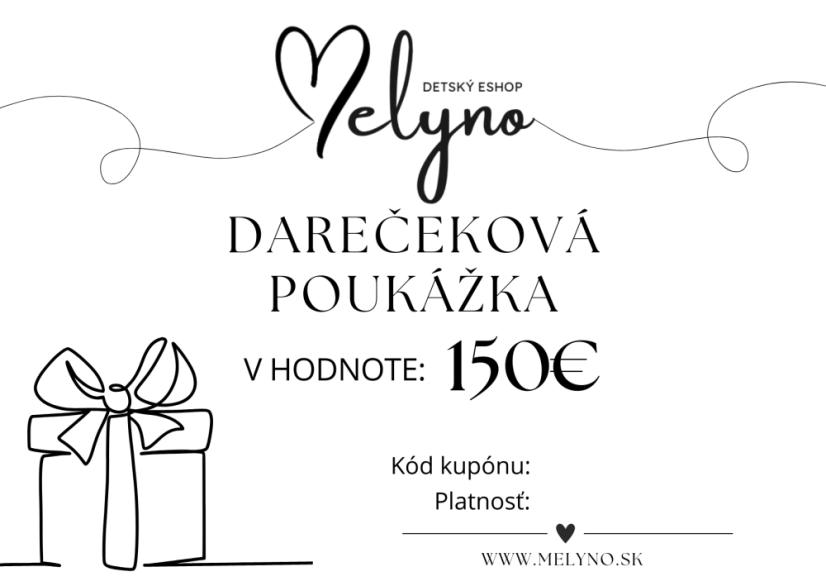 Darčeková poukážka Detský eshop 50€ 100€ alebo 150€ - Darčeková poukážka: 50€